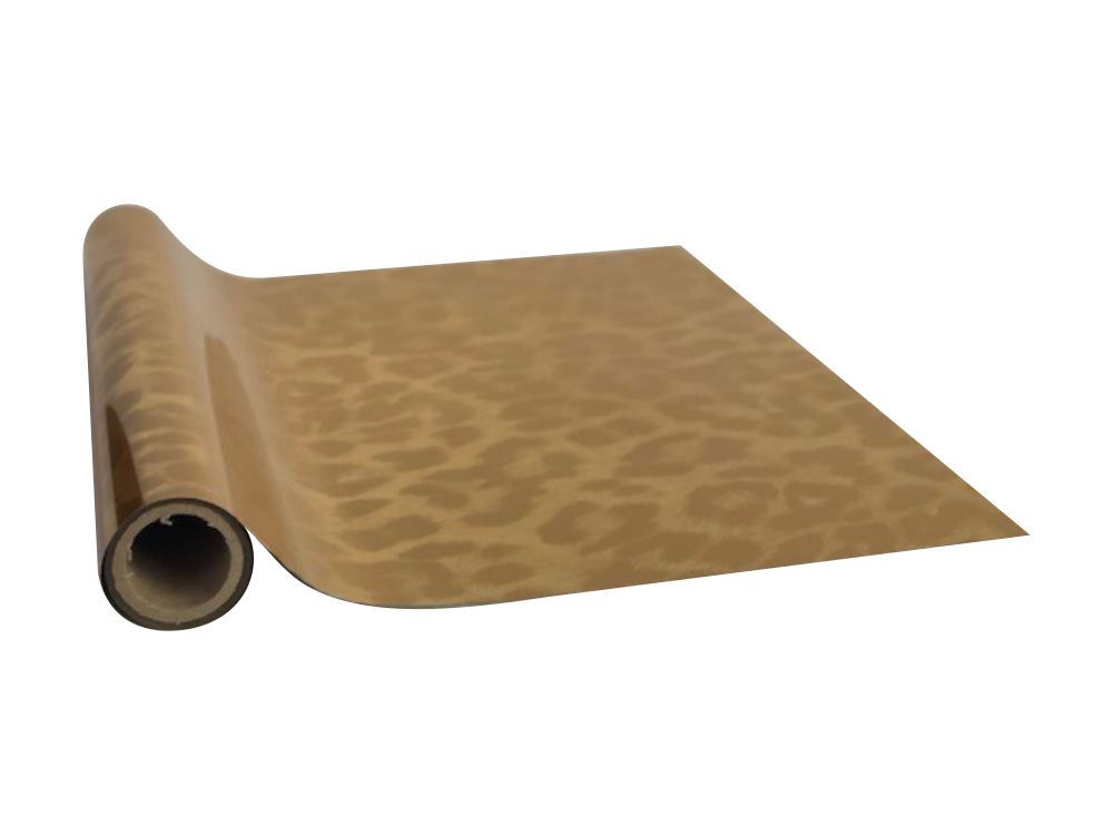 Roll of hot press foil with gold background and cheetah pattern. Can be used for multiple craft projects.