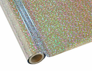 Roll of hot press foil with silver background and cube hologram pattern. Can be used for multiple craft projects.