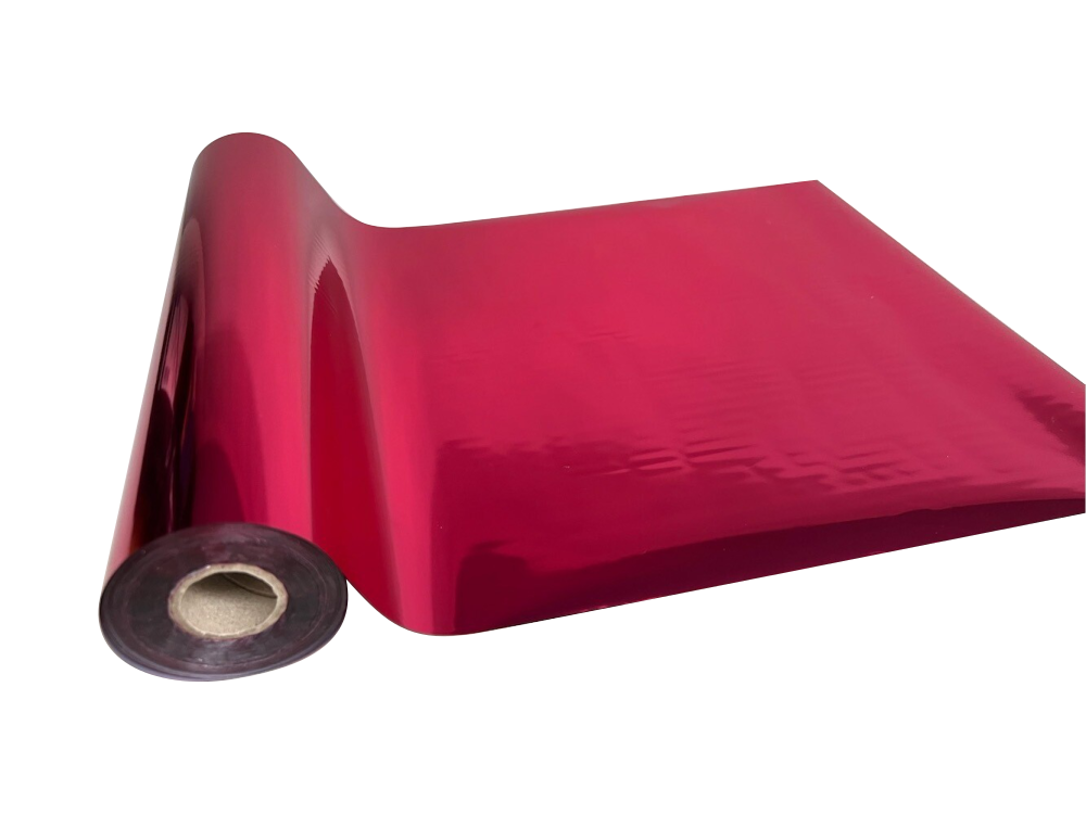 Roll of hot press foil with hot pink color and no pattern. Can be used for multiple craft projects.