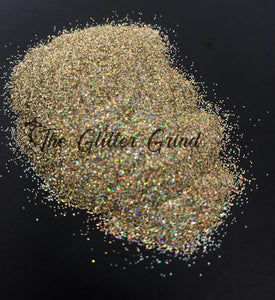 Gold/champagne with tan shimmer holographic ultra fine cut polyester glitter with out bottle
