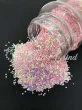 Load image into Gallery viewer, Pink with purple and yellow color shift chunky size polyester glitter
