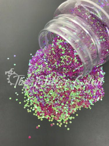 Purple with green shimmer color shift chunky cut polyester glitter