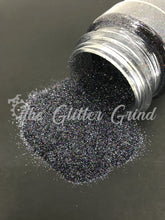 Load image into Gallery viewer, Black with mulit-color shimmer holographic ultra fine cut polyester glitter