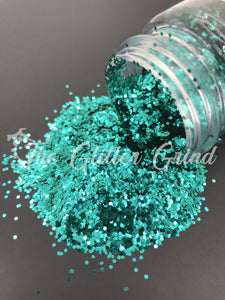 Turquoise/teal basic metallic chunky cut polyester glitter