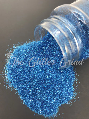 Tranquil sea blue 1/128 size ultra fine basic metallic glitter. Polyester glitter 2 oz by weight.