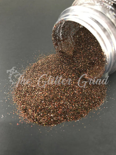 Brown with multi-color shimmer holographic ultra fine cut polyester glitter
