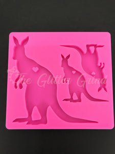 3.12 by 3.37 inch silicone kangaroo mold with three size options