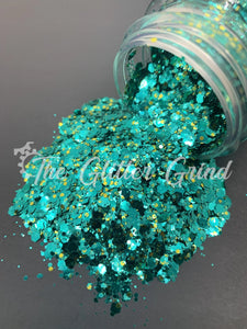 Teal / green and gold basic metallic mix polyester glitter