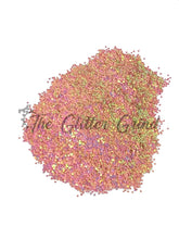 Load image into Gallery viewer, Pink with purple and yellow shimmer color shift chunky size polyester glitter with out bottle