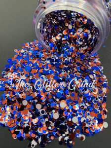 Red, white, and blue dot mix polyester glitter