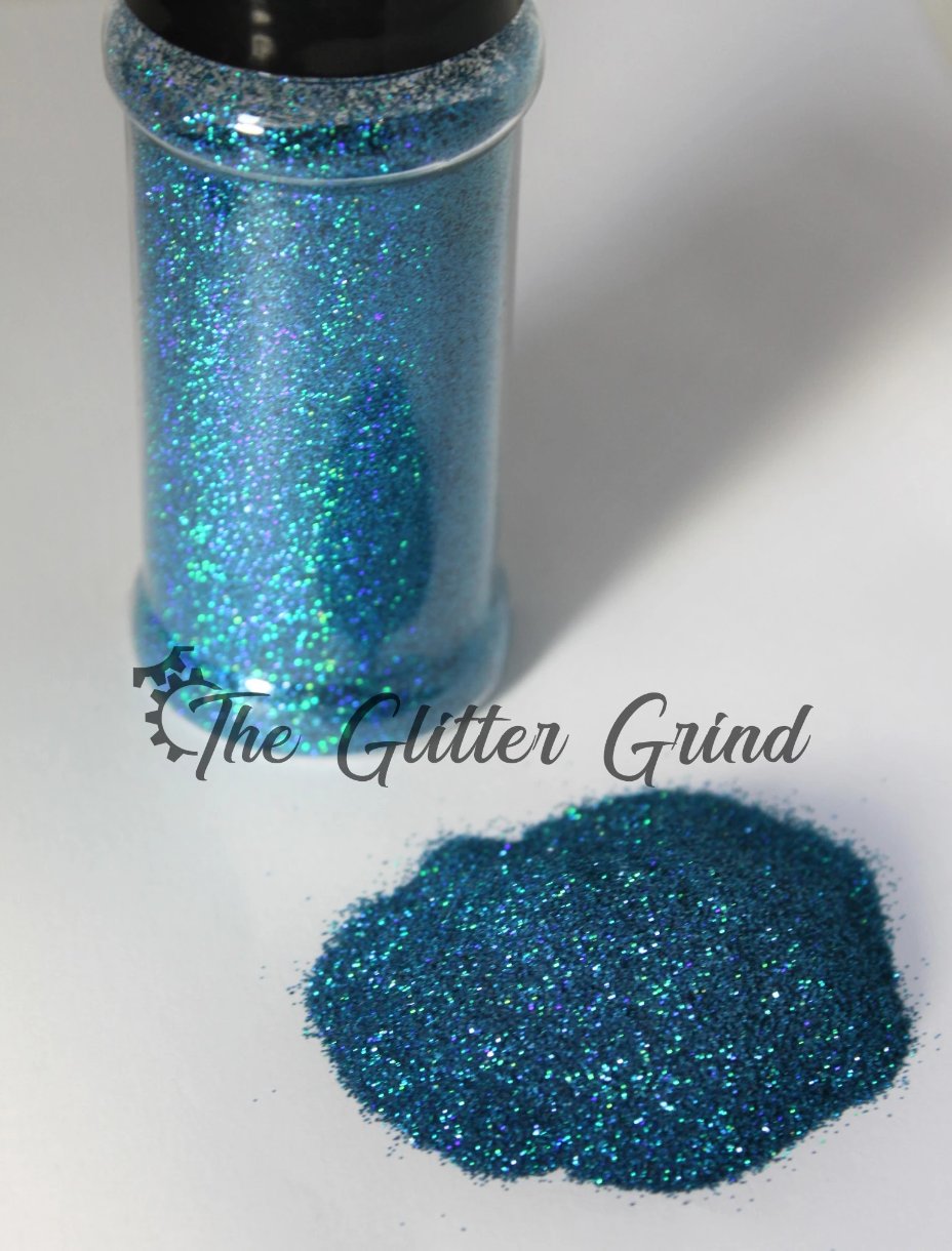 Blue with green and teal shimmer holographic ultra fine cut polyester glitter