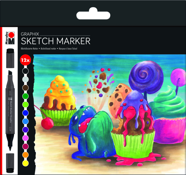 Marabu Alcohol Ink Sugarholic Sketch Markers - 12 pk